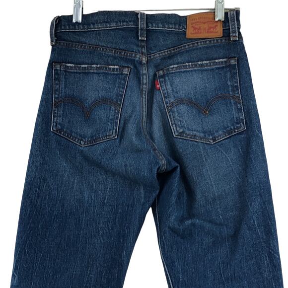 Levis Womens Size 25 Wedgie Fit Straight Jeans Cuffed Medium Wash Button Fly - Picture 6 of 14